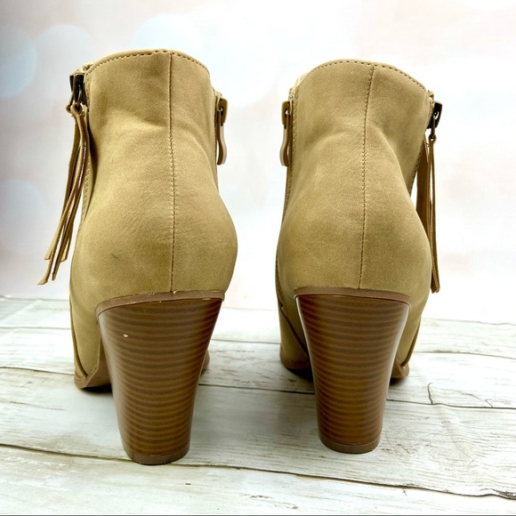 Journee Collection Women's Vally Dual-Zip Bootie Heeled Boot Hees - Taupe 9 - Picture 6 of 6